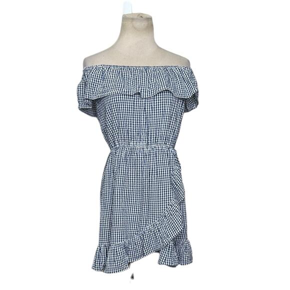 Lovers + Friends Blue Gingham Ruffled Mini Dress size Small - Picture 5 of 15